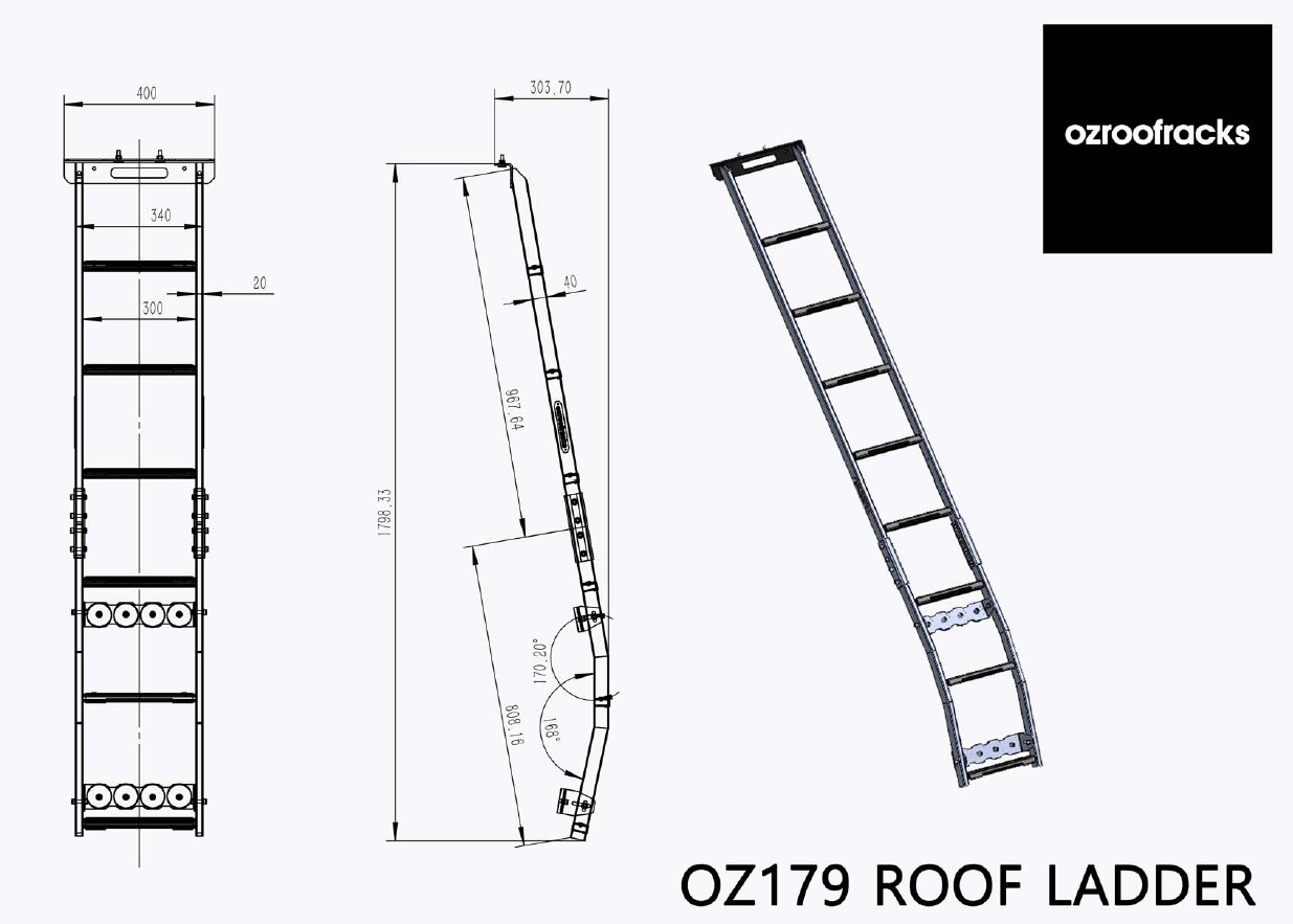 8x OZ179 Roof Rack Ladder 179.5CM