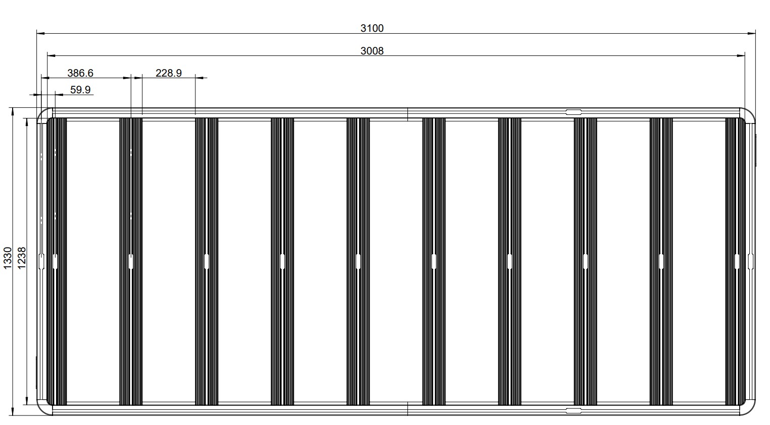 1x OZ310 Tradesman Roof Platform 1330x3100MM for Hiace 100 and Hiace 200 Series