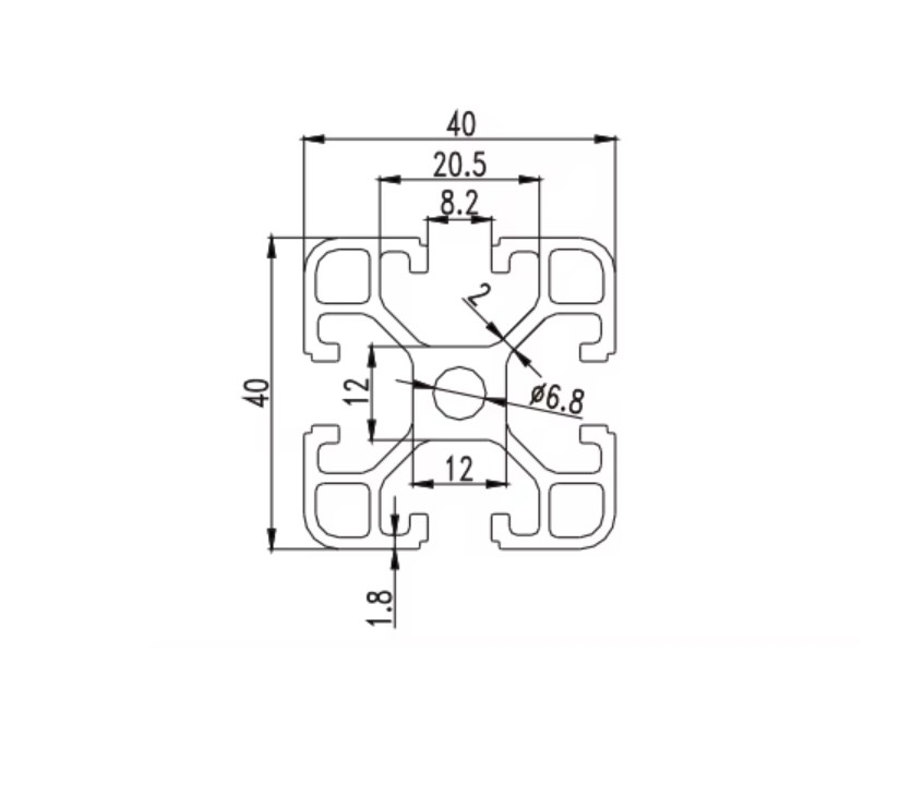 2x OZ4040 Black Anodized 6063-T5 Aluminium Extrusion T-Slot Profile