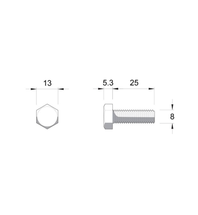 2x OZ8 Awning Set - M8 25mm hex head bolt, nut and washers