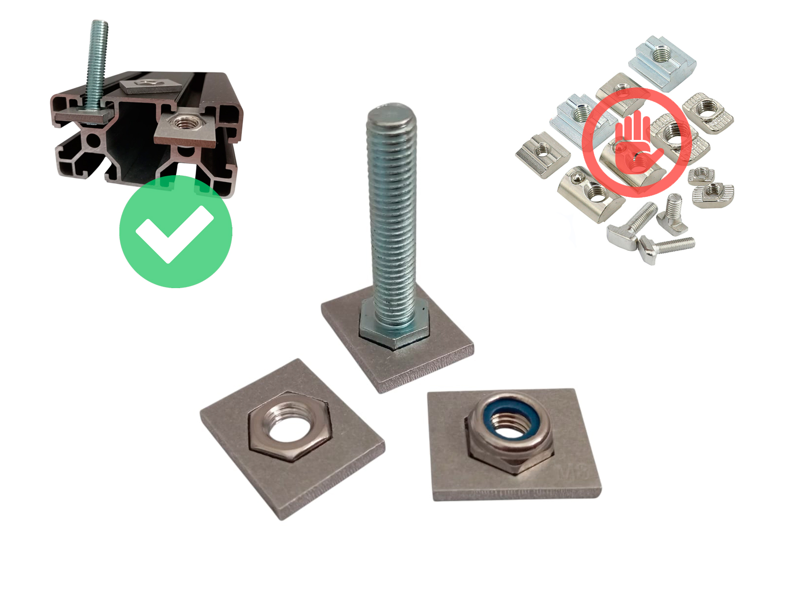 2x Xtraknut M8 Hex Bolt and Nut Adapter for 40 Series 4040 4080 T-Slot Extrusion Aluminium Profile Track Channel